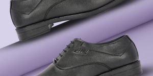 Mens Black Brogue Refined Lace-Up Shoes