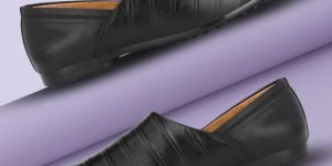 Mens Black Nagra Vertical Stitch Slip-On Shoes