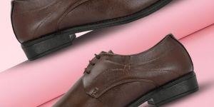 Mens Brown Derby Refined Lace-Up Shoes