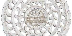 Decorative White Floral Orbit Wooden Wall Panel