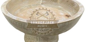 Elevated Grain Mango Wood Pedestal Bowl