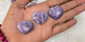 Natural Stone Lepidolite Puffy Heart