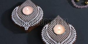 Wooden Block Tea Light Holder