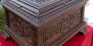 Fully Carved Wooden Trunk
