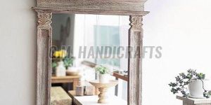 Hand Carved Wooden Mirror