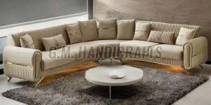 L Shape Cream Velvet Luxury Sofa Set