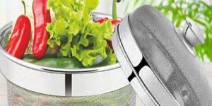 Circular Stainless Steel Round Flat Wire Basket With Lid