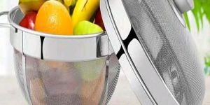 Stainless Steel Wire Mesh Kitchen Basket with Lid
