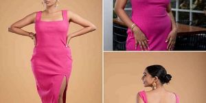 Pink Casual Wear Knee Length Step Dress