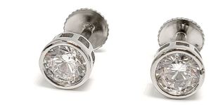 Bezel Diamond Stud Earrings