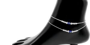 Evil Eye Beaded Silver Anklet