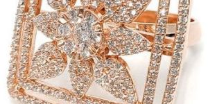 Floral Square Diamond Cocktail Ring