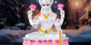 Lotus Seated Coin Pouring Goddess Lakshmi Statue