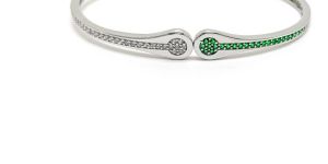 Spring Kada Green & White Stone Kada