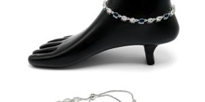 Suneri Pink & Blue Stone Payal Anklet