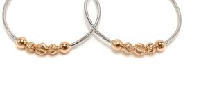 Two Tone Textured Bead Hoop Earrings