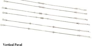 Vertical Chain Charm Silver Payal Set