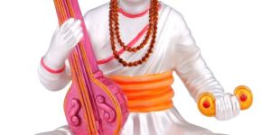 White Robe Cymbal Tanpura Bhakti Saint Statue