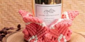 Pink Cotton Macrame Candle Holder