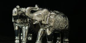 Raised Trunk Ornamental Elephant Pair