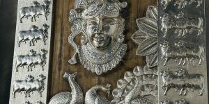 Sliver Cow Border Shrinath Ji Panel