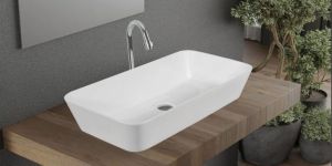 Rectangular White Ceramic Table Top Basin