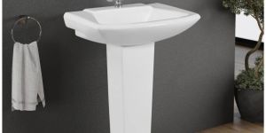 White Ceramic Wash Basin Pedestal