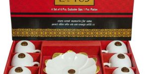 Lotus 7 Pcs Tea Cup Platter Set
