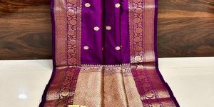 Womens Zari Floral Tussar Silk Stole