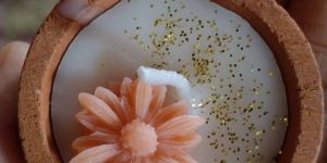 Brown Flower Terracotta Diya Candle
