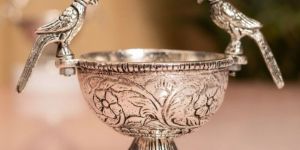 German Silver Parrot Bowl