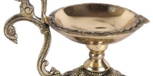 Pure Brass Diya with Peacock Handle