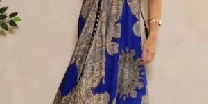 Ladies Blue and Black Printed Halter Neck Silk Handkerchief Dress