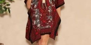 Ladies Maroon Cotton Printed Kaftan Kurti