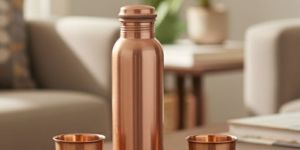 Matt Finish Pure Copper Bottle with 2 Glass Set