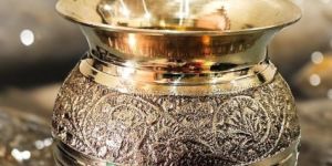 Pure Brass Embossed Designer Lota