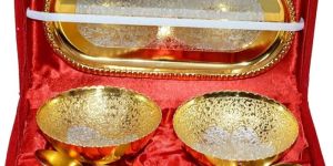 Pure Brass Embossed Silver Plated Bowl Set