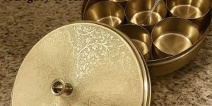 Pure Brass Embossed Spice Box
