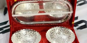 German Silver Plated Bowl with Tray Set