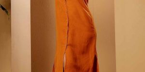 Burnt Orange Linen Blend Resort Shirt Dress