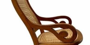 Cane Back Wooden Rocking Chair with Arms