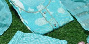 Cyan Color Readymade Rayon Salwar
