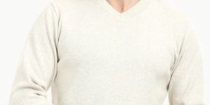 Men Knit Navajo White V-Neck Sweatshirt