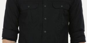 Men Shirt Pleated Flap Pockets