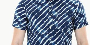 Mens Printed Navy Holiday Summer Shirt