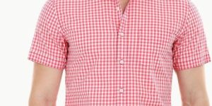 Mens Red Gingham Check Summer Shirt