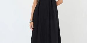 Black Cotton Tube Maxi Dress