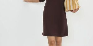 Coffee Brown Fleece Sweatshirt Dress