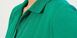 Emerald Green Crinkled Button Down Maxi Dress