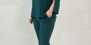 Forest Green Slit Detail Top And Pants Co - Ord Set